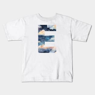 A pattern of cloud shapes filling the letter e Kids T-Shirt